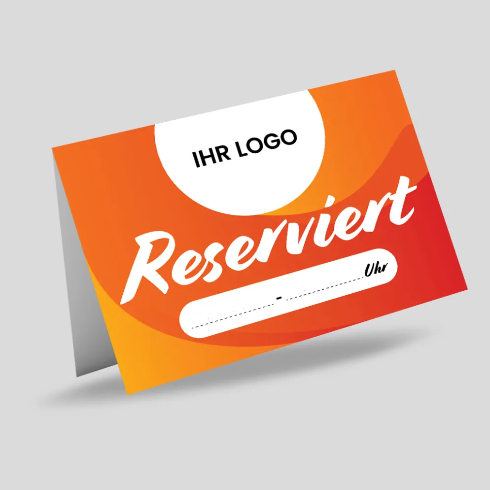 Reserviert-Tischschild Citrus mit Uhrzeit-Feld & Logo (250 Stk.)