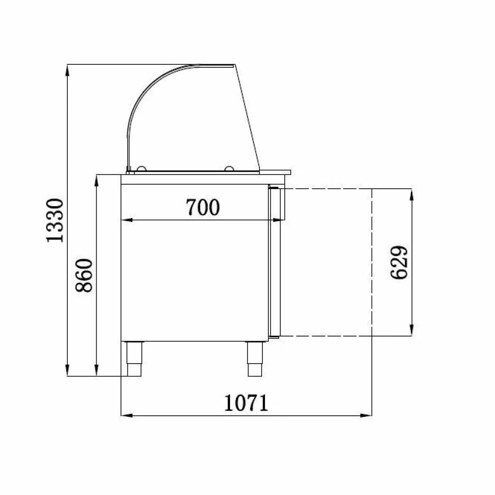 Saladette mit Glasaufsatz, 3 Türen 3x 1/1GN, Breite 1795mm
