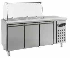 Saladette mit Glasaufsatz, 3 Türen 3x 1/1GN, Breite 1795mm