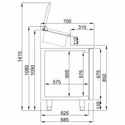 Saladette 2 Türen, 7x 1/3GN, 1400x700x1090mm