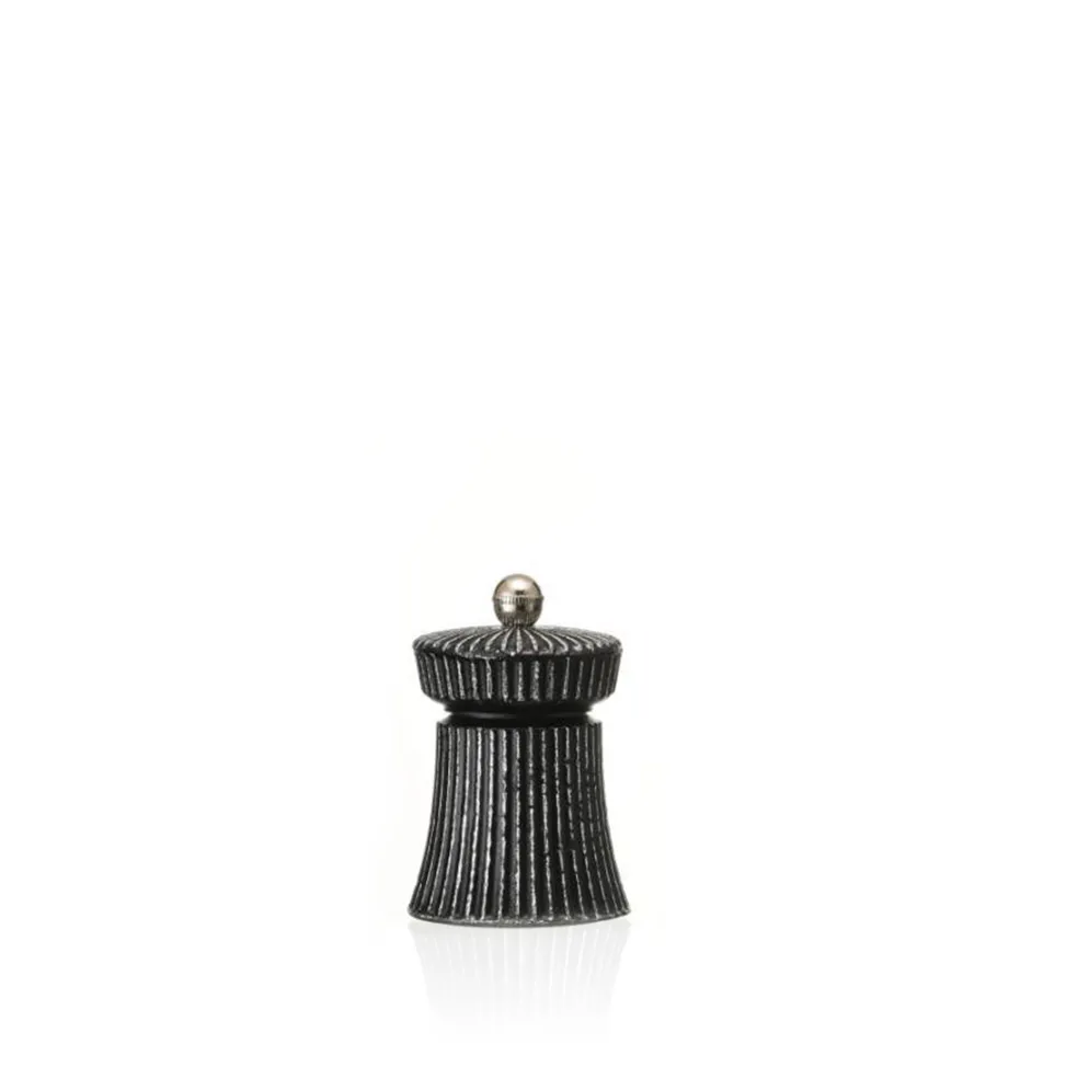 Salzmühle mit Edelstahl Mahlwerk IRON CRUSH, Höhe 9,5 cm, schwarz/weiß, Gusseisen