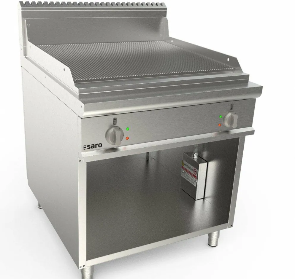 SARO Elektro Griddleplatte 800mm breit, gerillt 12kW, LQ / FTG4BAR
