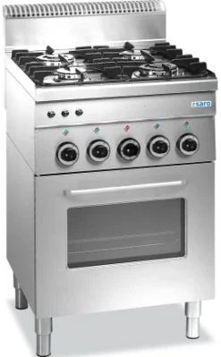 SARO Gasherd G4SF6 mit Ofen+Grill, 4 Brenner 600 Line