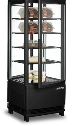 SARO Kühlvitrine mit Doppeltür SC100DT schwarz, 98 Liter