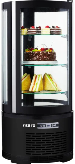 SARO Kuchenvitrine MATILDE schwarz, 100L, 480x480x1030mm