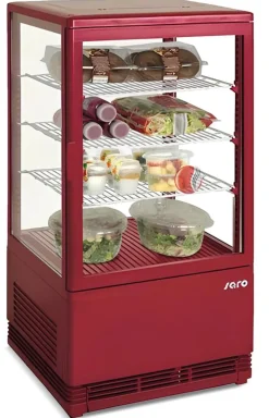 SARO Mini-Umluftkühlvitrine SC 70 rot, 68 Liter