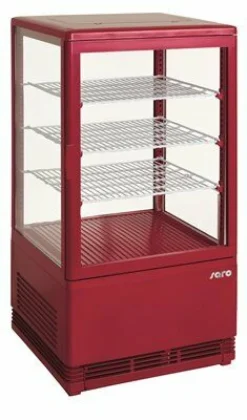 SARO Mini-Umluftkühlvitrine SC 70 rot, 68 Liter