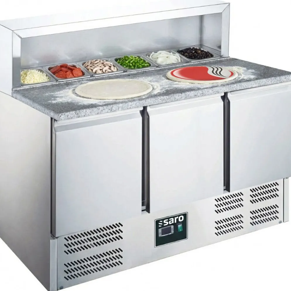 SARO Pizzatisch mit Aufsatz EPS 903 für 1/6GN-Behälter mit 3 Türen