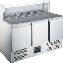 SARO Pizzatisch mit Aufsatz EPS 903 für 1/6GN-Behälter mit 3 Türen