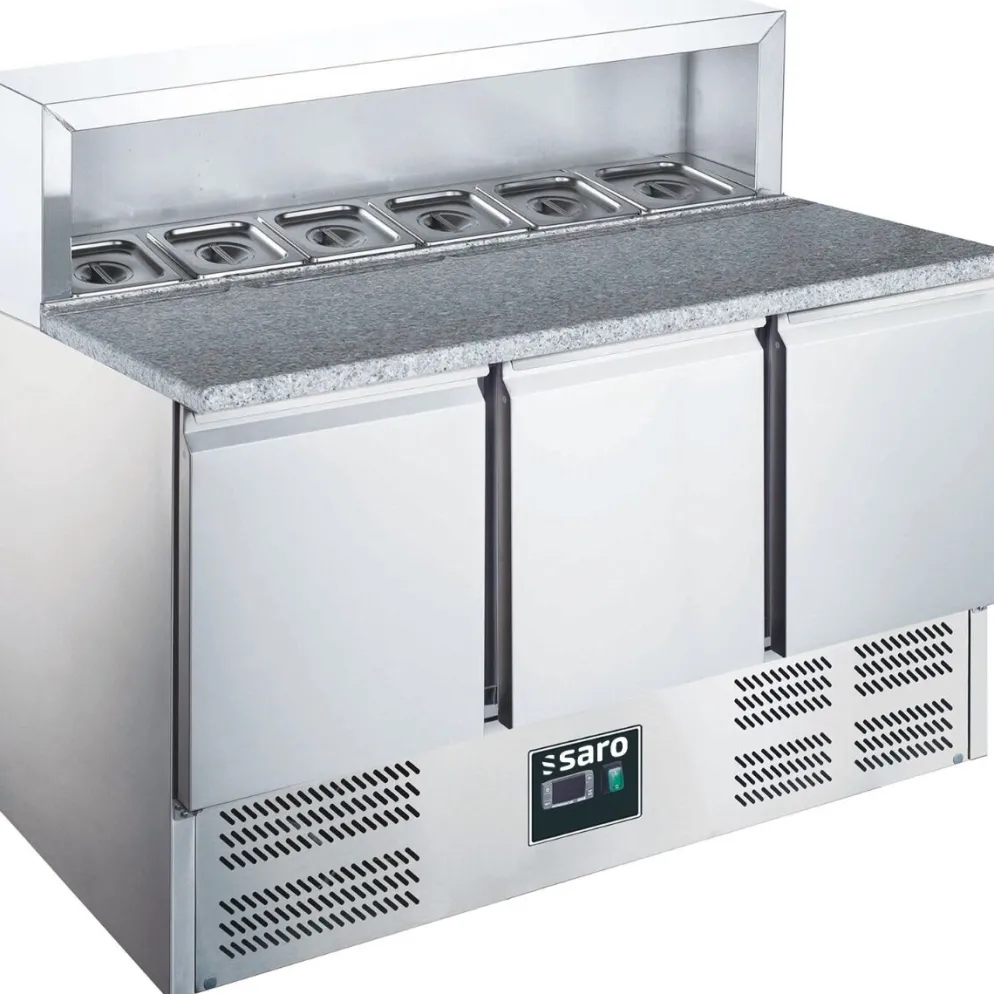 SARO Pizzatisch mit Aufsatz EPS 903 für 1/6GN-Behälter mit 3 Türen