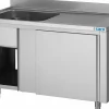 SARO Spülschrank mit Schiebetüren 1400mm, 1 Becken links