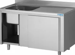 SARO Spülschrank mit Schiebetüren 1400mm, 1 Becken links