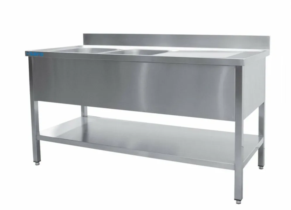 SARO Spültisch 2 Becken, links - B 1400 x T 700 mm
