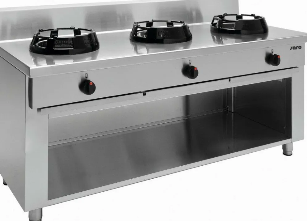 SARO Wok-Gasherd CC/03, 3 Brenner mit offenem Unterbau