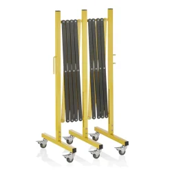 Scherensperre mit 6 Rollen, bis 4 m, gelb/schwarz, Aluminium