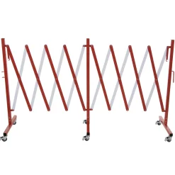 Scherensperre mit 6 Rollen, bis 4 m, rot/weiß, Aluminium