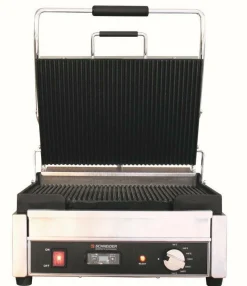 Schneider Edelstahl Kontaktgrill gerillt, Timer, große Grillfläche 29x38cm
