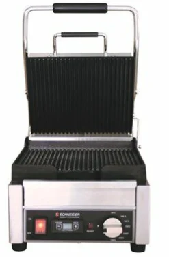 Schneider Edelstahl Kontaktgrill gerillt, Timer, Grillfläche 24x26cm