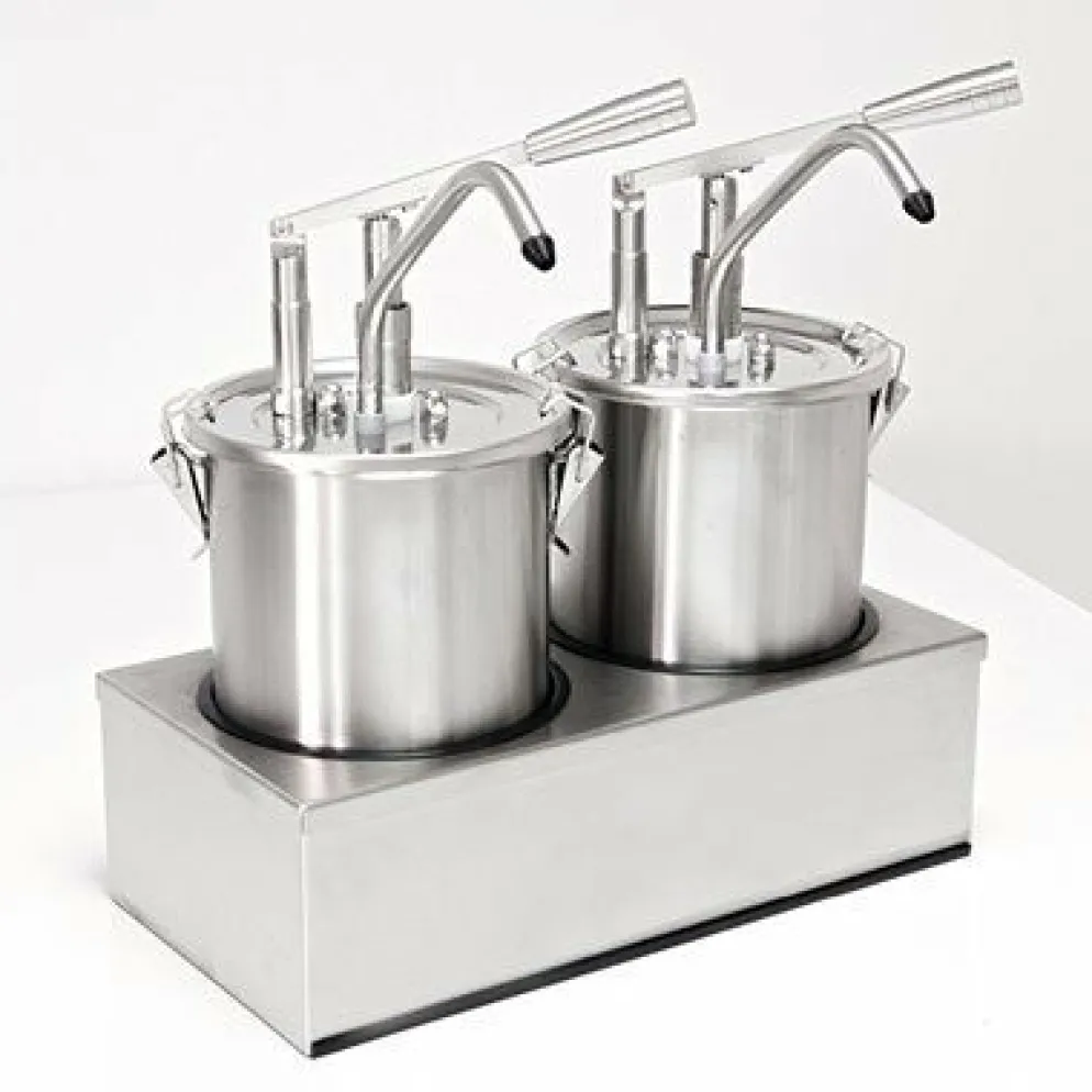 SCHNEIDER Saucenspender / Dosierspender 2x5 Liter Edelstahl mit Hebel