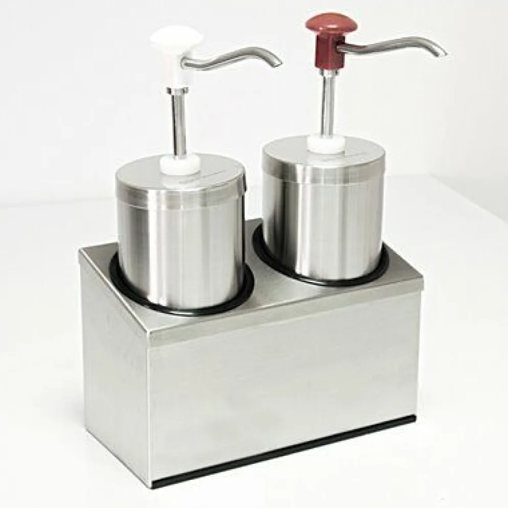 SCHNEIDER Saucenspender / Ketchup Mayo Senf Spender 4,5 Liter, Edelstahl mit Druckknopf