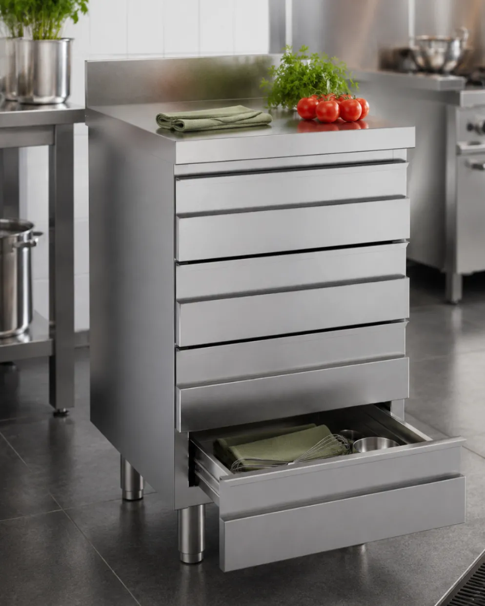 Schubladenschrank 4 Schubladen BxT 50x70cm mit Aufkantung