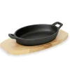 Servierpfanne IRON DINING, mit Holzuntersetzer, 21,5 x 15,5 x 4,5 cm, Gusseisen, Holz