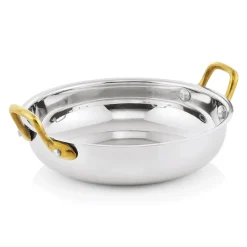 Servierpfanne, 0,9 Liter, Ø 18 cm, Messing, Chromnickelstahl
