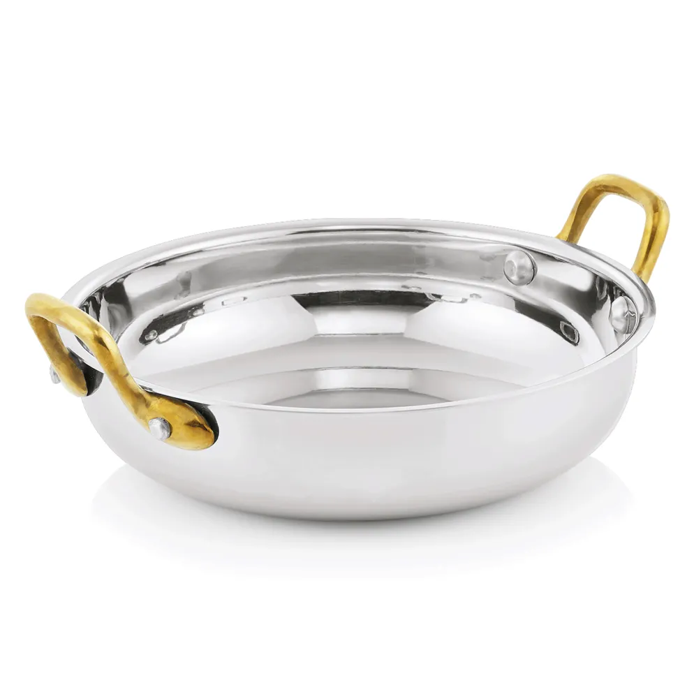 Servierpfanne, 0,9 Liter, Ø 18 cm, Messing, Chromnickelstahl