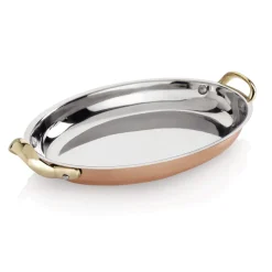 Servierpfanne STEEL & STYLE AMBER, 35 x 22 x 4,5 cm, 1,6 Liter, Kupfer, Messing, Chromnickelstahl