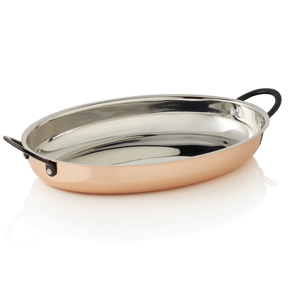 Servierpfanne STEEL & STYLE RUBY, 30 x 22 x 4,5 cm, 1,5 Liter, Kupfer, Messing, Chromnickelstahl