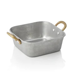 Servierpfanne STEEL & STYLE VINTAGE, mit 2 Messinggriffen, 14 x 14 x 5 cm, 570 ml, Chromnickelstahl