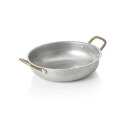 Servierpfanne STEEL & STYLE VINTAGE, mit 2 Messinggriffen, Ø 20 cm, 0,8 Liter, Chromnickelstahl