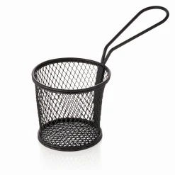 Servier- und Frittierkorb, Ø 9,5 cm, Höhe 8,5 cm, schwarz pulverbeschichtet, Chromnickelstahl