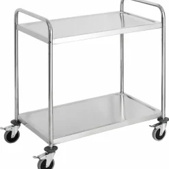 Servierwagen aus Edelstahl, mit zwei Borden, 845x525x940mm