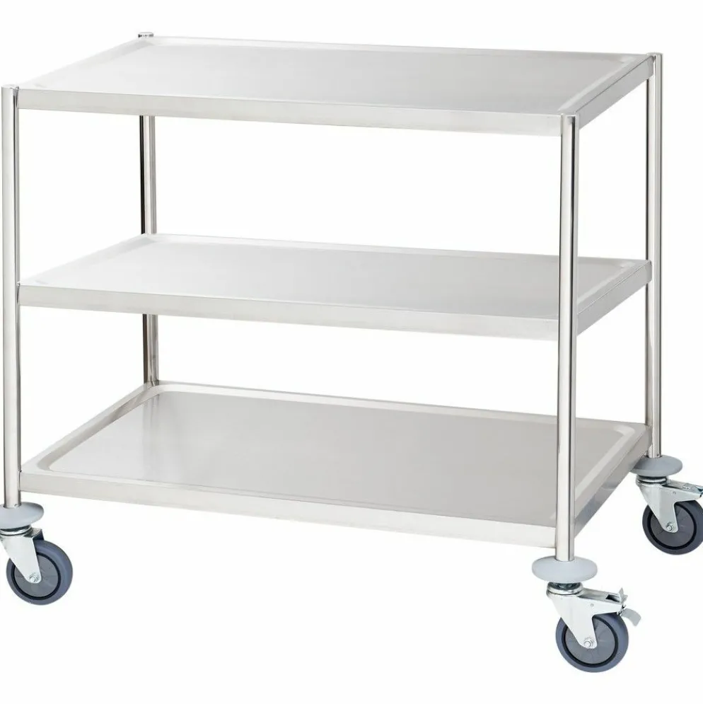 Servierwagen mit drei Borden à 800x500 mm, ohne Griff