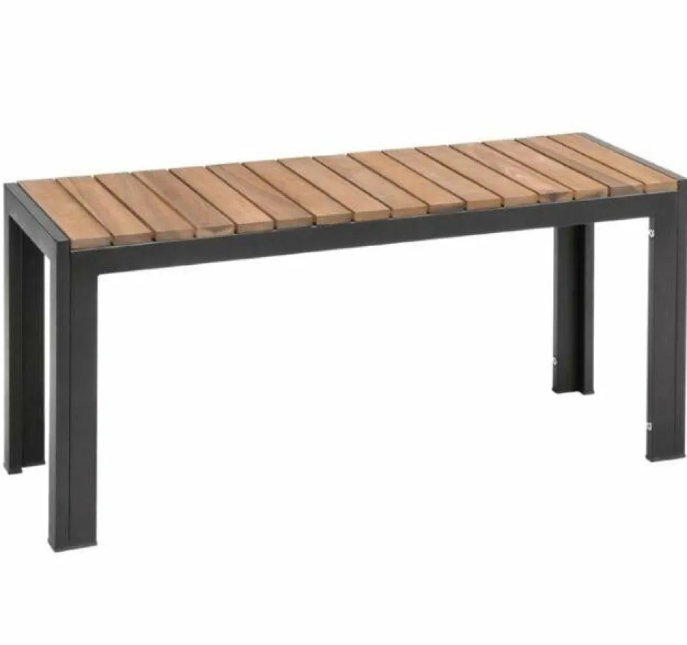 Sitzbank rechteckig Holli Stahl- und Akazienholz, 100cm