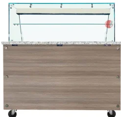 Skyrainbow Bain-Marie Theke 3x GN1/1 mit Glasaufsatz, Glasablage, Breite 1230mm