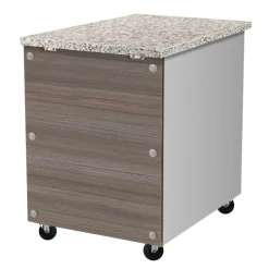 Skyrainbow Kassentisch aus Edelstahl, Granit rosa-grau, 800x820mm