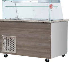 Skyrainbow Kühltheke für 4x GN1/1 mit Glasaufsatz, Glasablage, Breite 1530mm