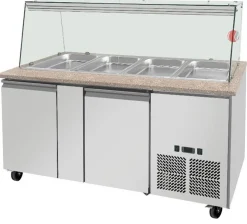 Skyrainbow Kühltheke für 4x GN1/1 mit Glasaufsatz, Breite 1520mm