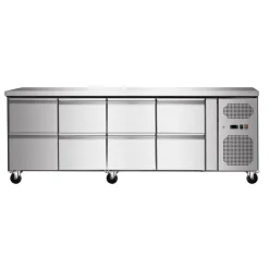 Skyrainbow Umluft-Kühltisch 8 Schubladen ohne Aufkantung, Breite 2230x700 mm