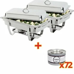 SONDERANGEBOT 2x Milan Chafing-Dish mit 72 x Brennpaste