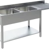 Spülcenter B 160cm - 2 Becken links - mit glatter Ablagefläche