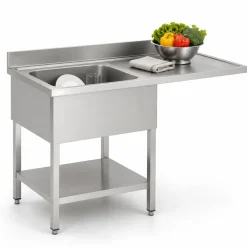Spülcenter, Breite 1200 mm, 1 Becken links, mit Aufkantung