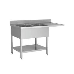 Spülcenter Edelstahl, 2 Becken links, Breite 1800x600mm