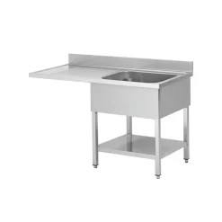 Spülcenter Edelstahl 1 Becken rechts, Abtropffläche links, Breite 1400 mm