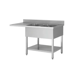 Spülcenter Edelstahl, 2 Becken rechts, Breite 1800x600mm