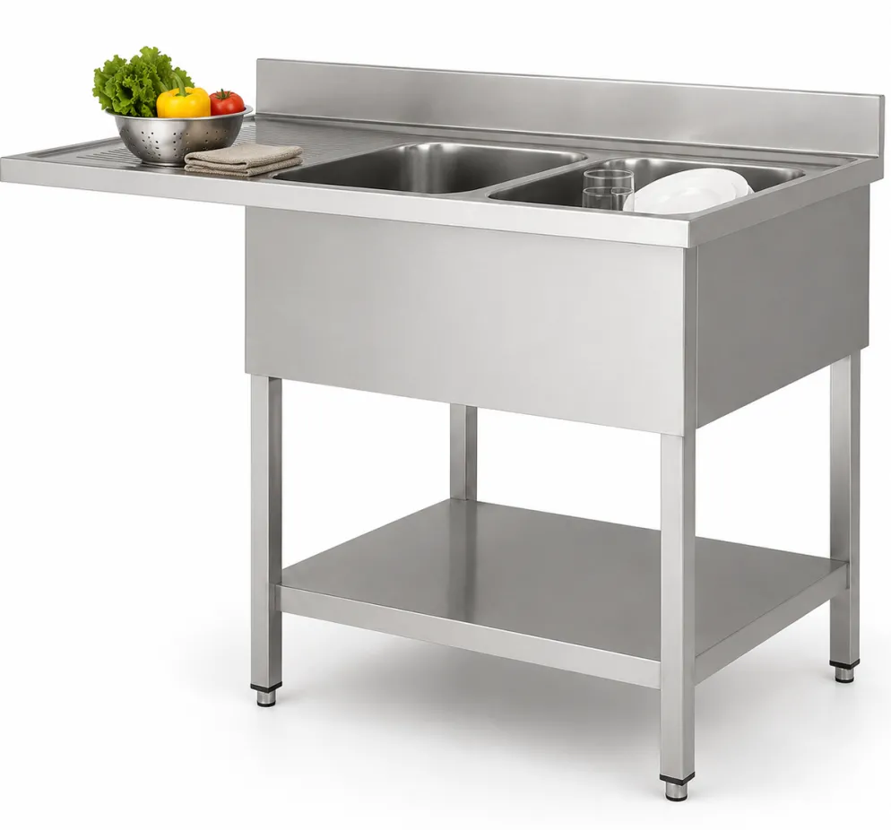 Spülcenter Edelstahl, 2 Becken rechts, Breite 1800x600mm