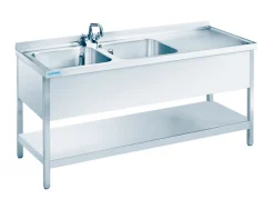 Spülschrank mit 2 Becken Links, Unterbau offen, 1600x700x850mm