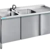 Spülschrank mit 2 Becken Links und Flügeltüren,1600x700x850mm